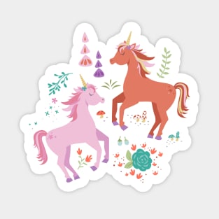 Pink & Coral Unicorn Sticker